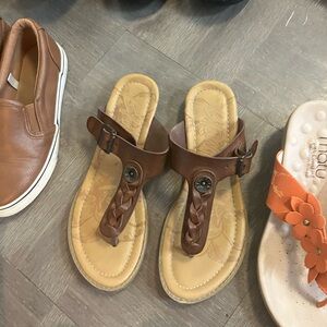 Elegant Brown Leather Sandals with Braided Strap